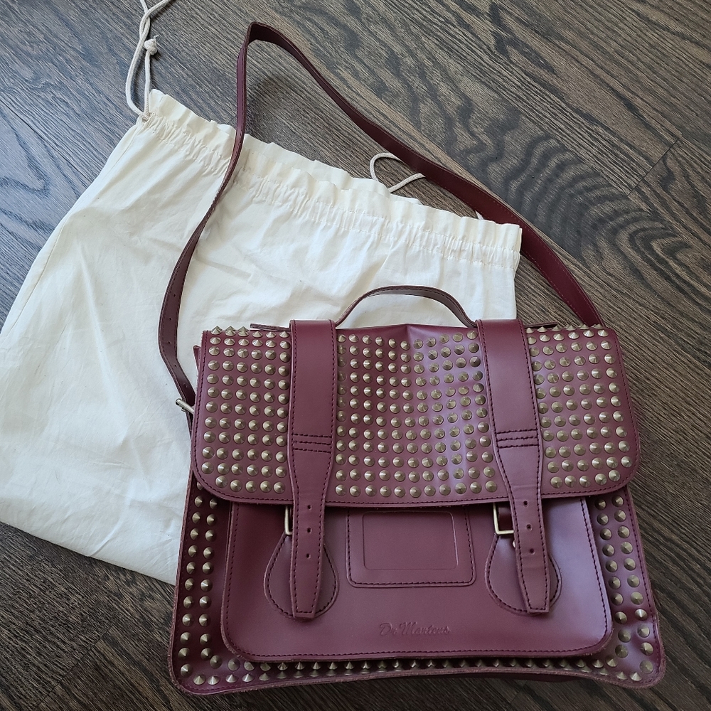 Burgundy Studded Dr. Marten Bag